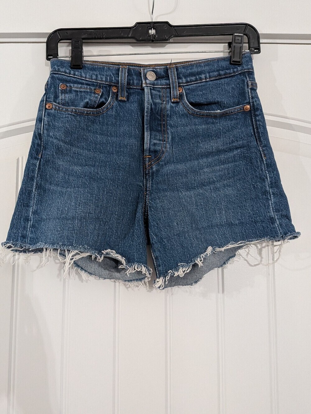 Levi's Big E Wedgie Classic High-Rise Raw-Hem Cutoff Denim Shorts